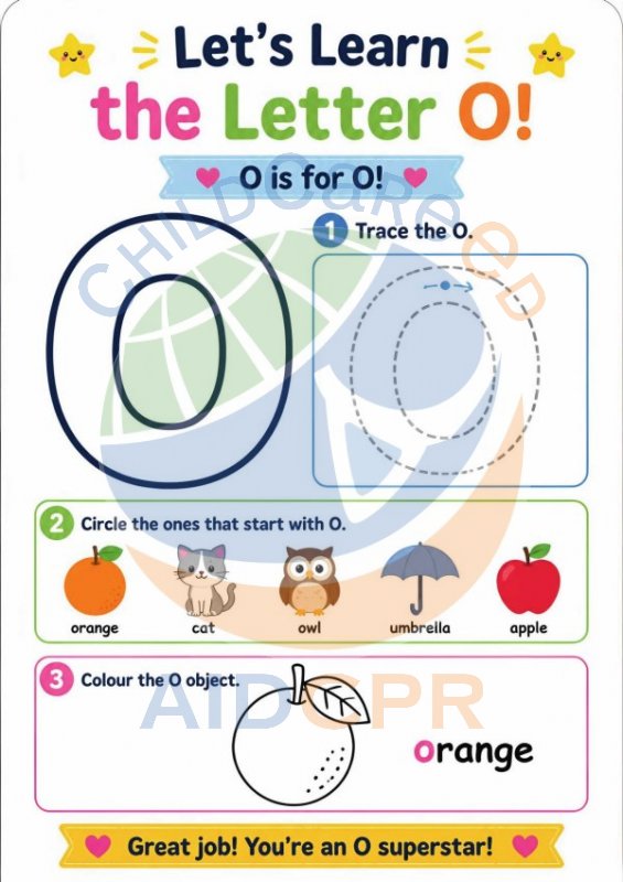 Letter O: Trace, Find & Color Activity