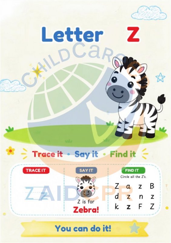 Letter Z: Trace, Say & Find Activity
