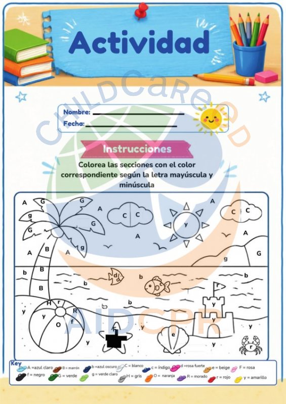 Colorea por Letras: Escena de Playa