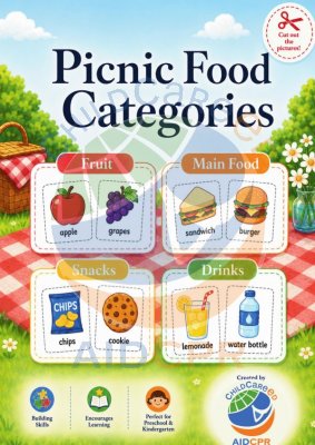 Picnic Food Categories: Cut-and-Paste Sorting Activity