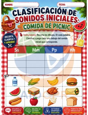 Clasificaci&oacute;n de Sonidos Iniciales: Comida de Picnic