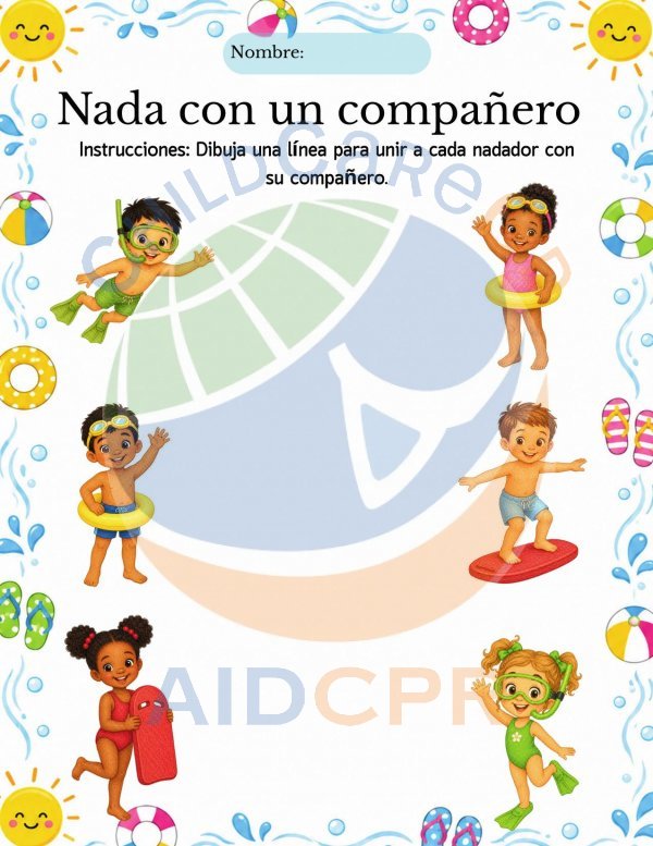 Nada con un compa&ntilde;ero: Hoja de emparejar sobre seguridad en el agua