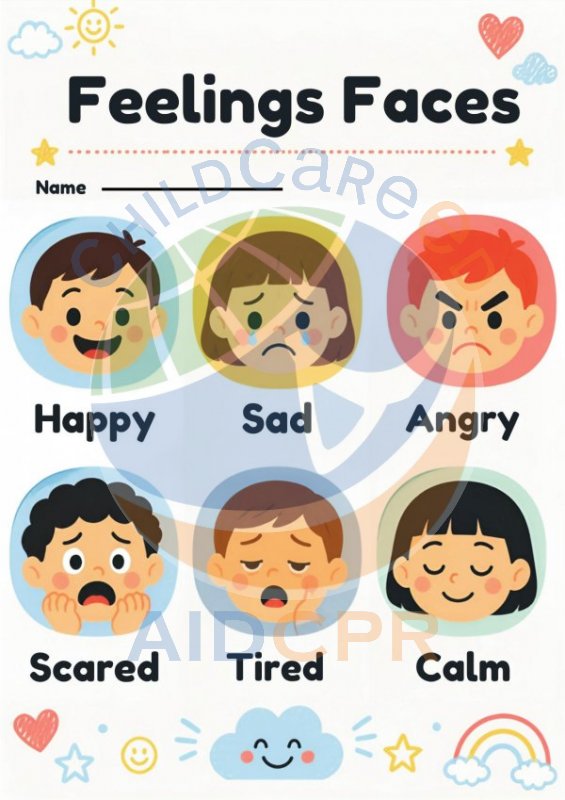Feelings Faces Chart: 16 Simple Emotions