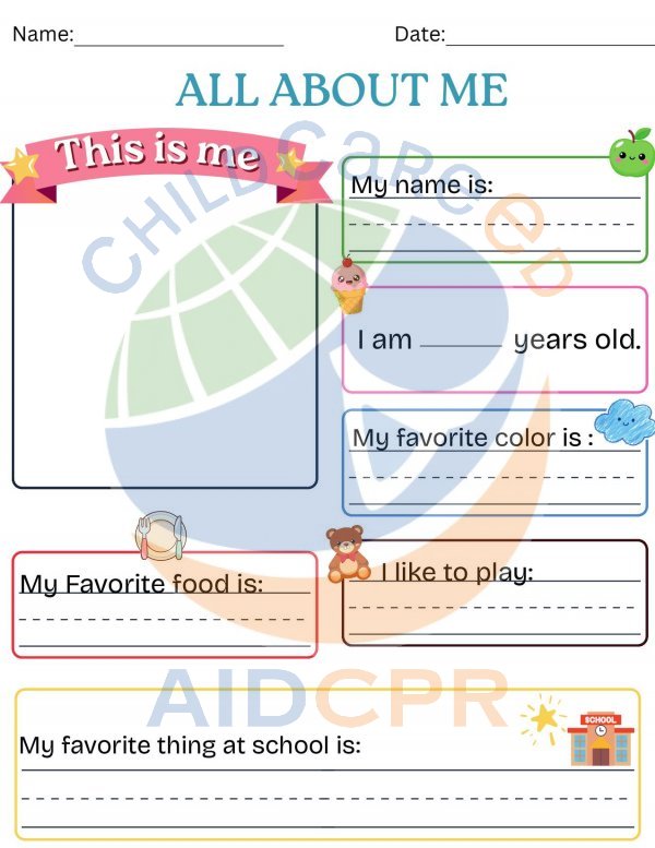 All About Me: First Day of School Worksheet