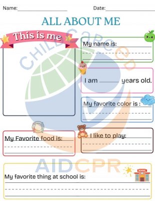 All About Me: First Day of School Worksheet