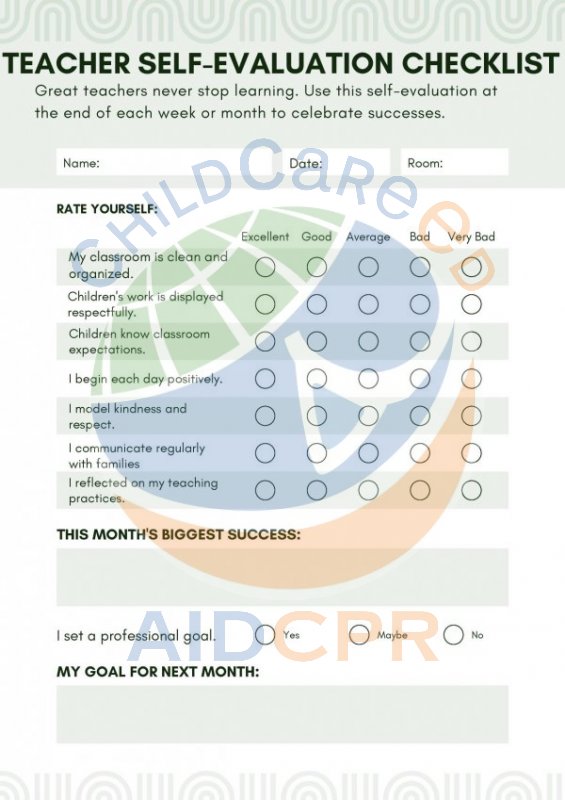 Teacher Self-Evaluation Checklist