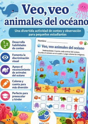 Veo, veo: animales del oc&eacute;ano | Conteo y observaci&oacute;n para preescolar y k&iacute;nder