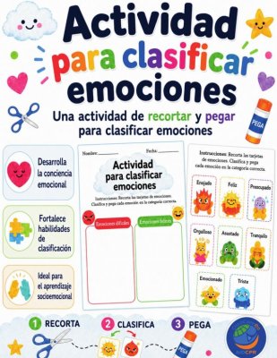Clasificando Emociones: Actividad de Recortar y Pegar