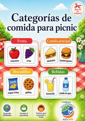 Categor&iacute;as de Comida para Picnic: Actividad de Clasificaci&oacute;n