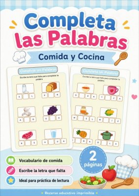 Completa las Palabras: Comida y Cocina