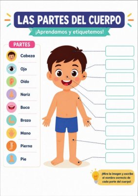 Las Partes del Cuerpo: &iexcl;Aprendamos y Etiquetemos!