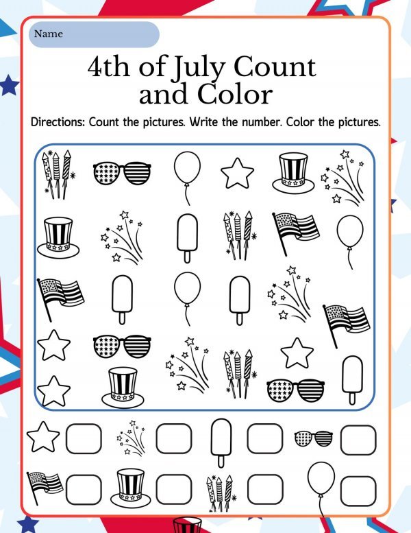 4th of July Count and Color