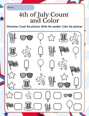 4th of July Count and Color
