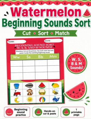 Watermelon Beginning Sounds Sort
