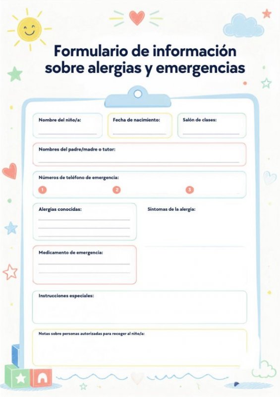 Formulario de Informaci&oacute;n sobre Alergias y Emergencias