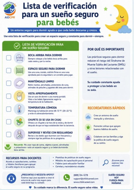 Lista de Verificaci&oacute;n para un Sue&ntilde;o Seguro para Beb&eacute;s