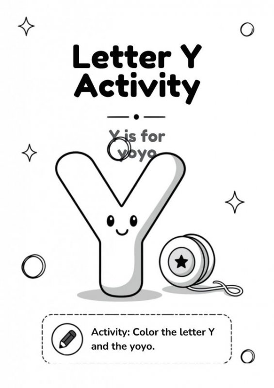 Letter Y Coloring Activity: Y Is for Yoyo