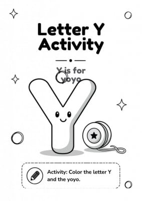 Letter Y Coloring Activity: Y Is for Yoyo