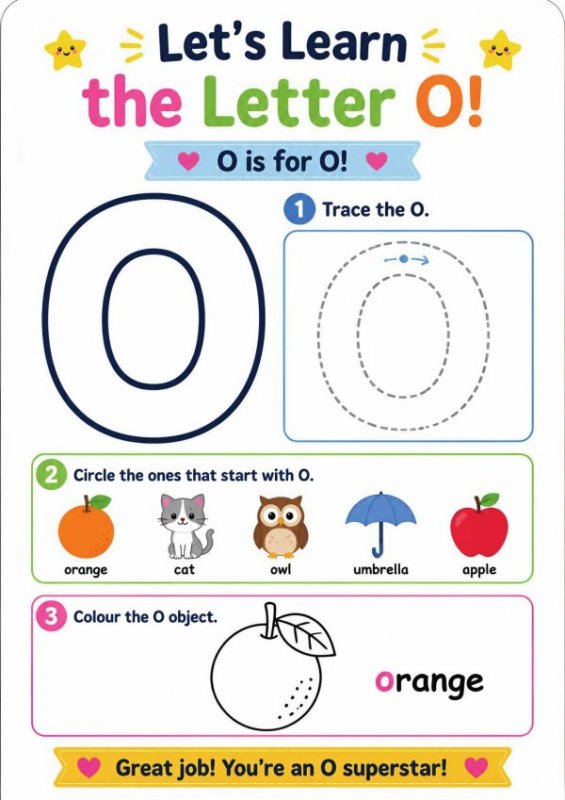 Letter O: Trace, Find & Color Activity