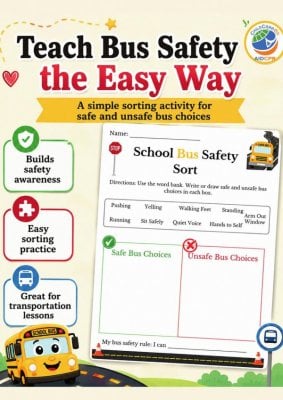 School Bus Safety: Safe or Unsafe Choices Sort