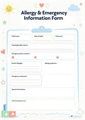 Allergy & Emergency Information Form