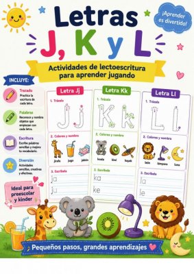 Letras J, K y L: Actividades de Lectoescritura
