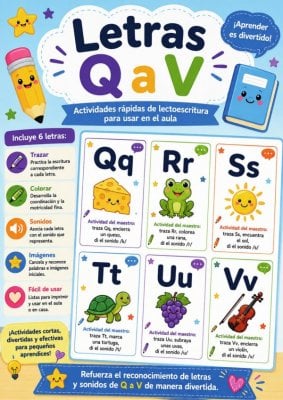 Letras Q a V: Actividades R&aacute;pidas de Lectoescritura