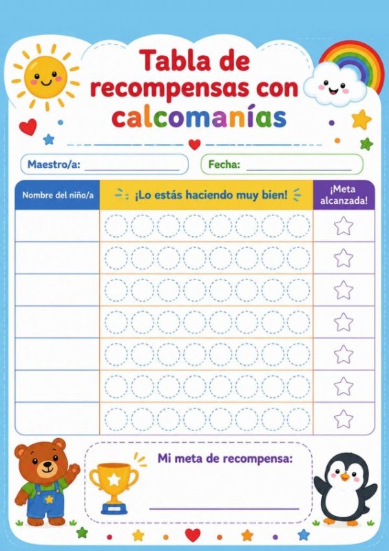 Tabla de Recompensas con Calcoman&iacute;as