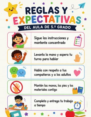 Reglas y Expectativas del Aula de 5.&ordm; Grado