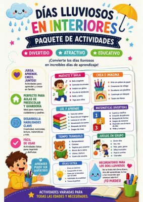 D&iacute;as Lluviosos en Interiores: Paquete de Actividades