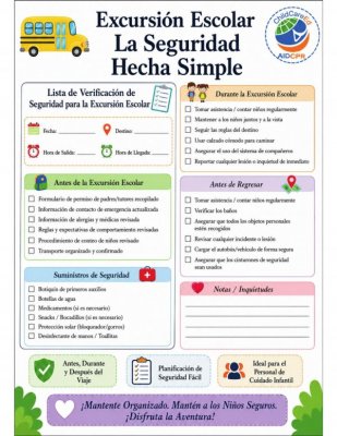 Lista de Verificaci&oacute;n de Seguridad para Excursi&oacute;n Escolar