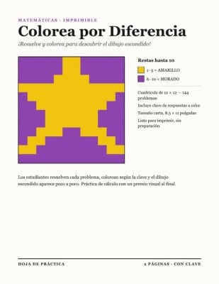 Colorea por Diferencia: &iexcl;Resuelve y Colorea!