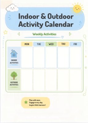 Indoor & Outdoor Kids Activity Calendar