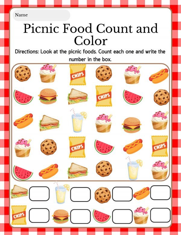 Picnic Food Count and Color