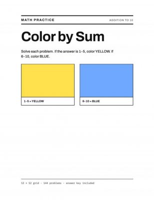 Color by Sum: Addition to 10