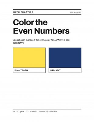 Color the Even Numbers: Even & Odd Practice