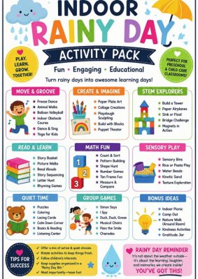 Indoor Rainy Day Activity Pack: 50+ Ideas for Preschool & Child Care