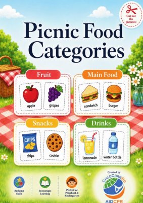 Picnic Food Categories: Cut-and-Paste Sorting Activity