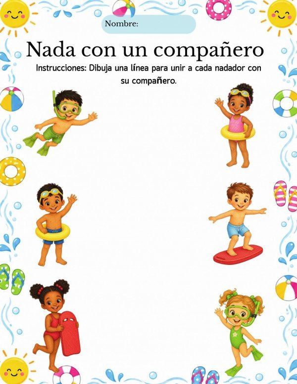 Nada con un compa&ntilde;ero: Hoja de emparejar sobre seguridad en el agua