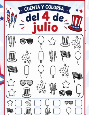 Cuenta y Colorea del 4 de julio