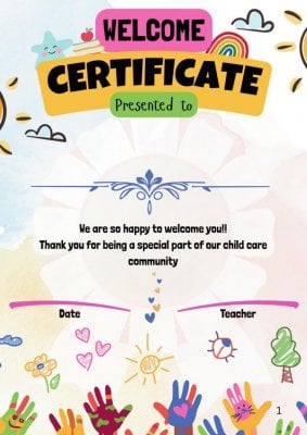 Welcome Certificate for Children