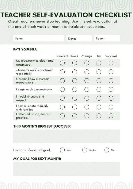 Teacher Self-Evaluation Checklist