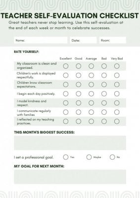 Teacher Self-Evaluation Checklist