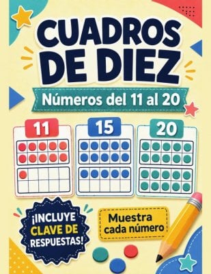 Cuadros de diez: n&uacute;meros del 1 al 20