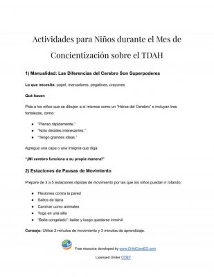 Actividades para Celebrar el Mes del TDAH