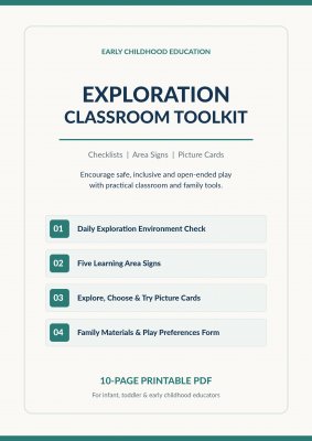 Explore & Discover: Learning Center Signs, Play Cards & Teacher Toolkit