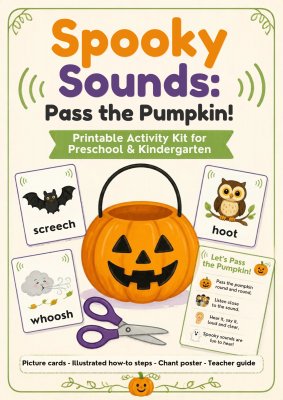 Spooky Sounds: Pass the Pumpkin! Halloween Listening Game & Sound Cards
