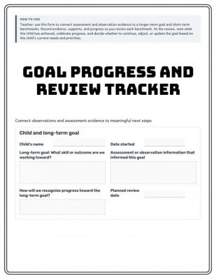 Child Development Goal Planning Toolkit | Trackers, Forms & Activities