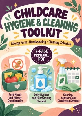 Childcare Hygiene & Cleaning Toolkit | Checklists & Allergy Form