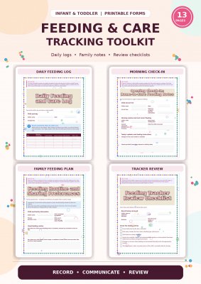 Infant & Toddler Feeding Tracker & Daily Care Documentation Kit